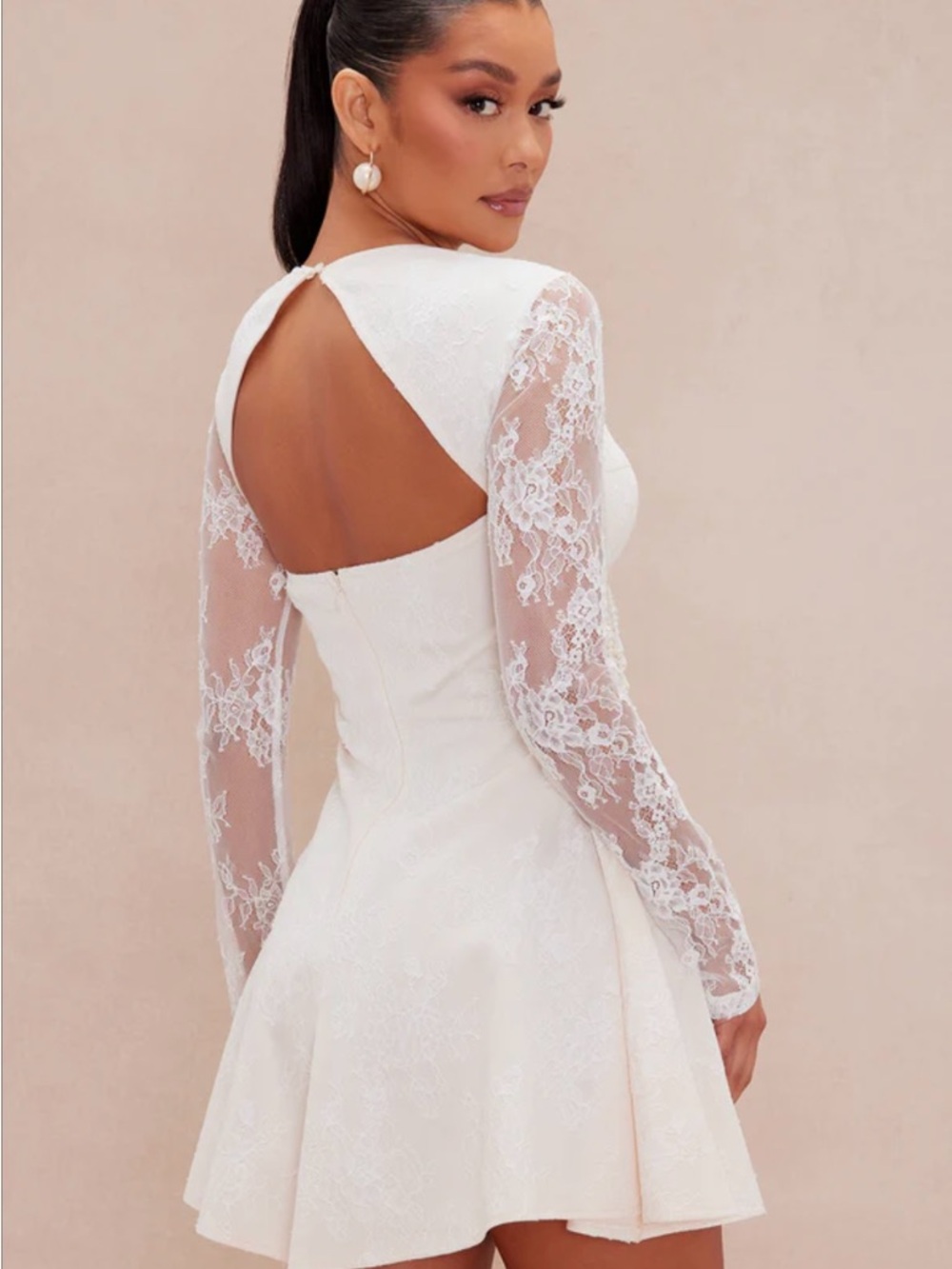 Elizabeth Lace Mini Dress - Ivory/White - Picture 4 of 5